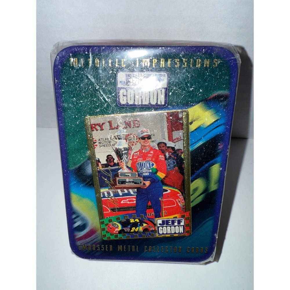 Jeff Gordon Metallic Impressions Embossed Metal Collector Cards Tin NASCAR #24